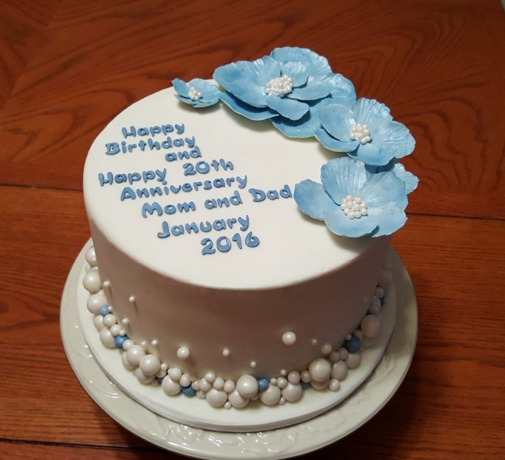 20Th Birthday Cakes 20th Anniversary Blue And White Pearls Cake Cakecentral 20Th Birthday Cakes 20th Anniversary Blue And White Pearls Cake Cakecentral