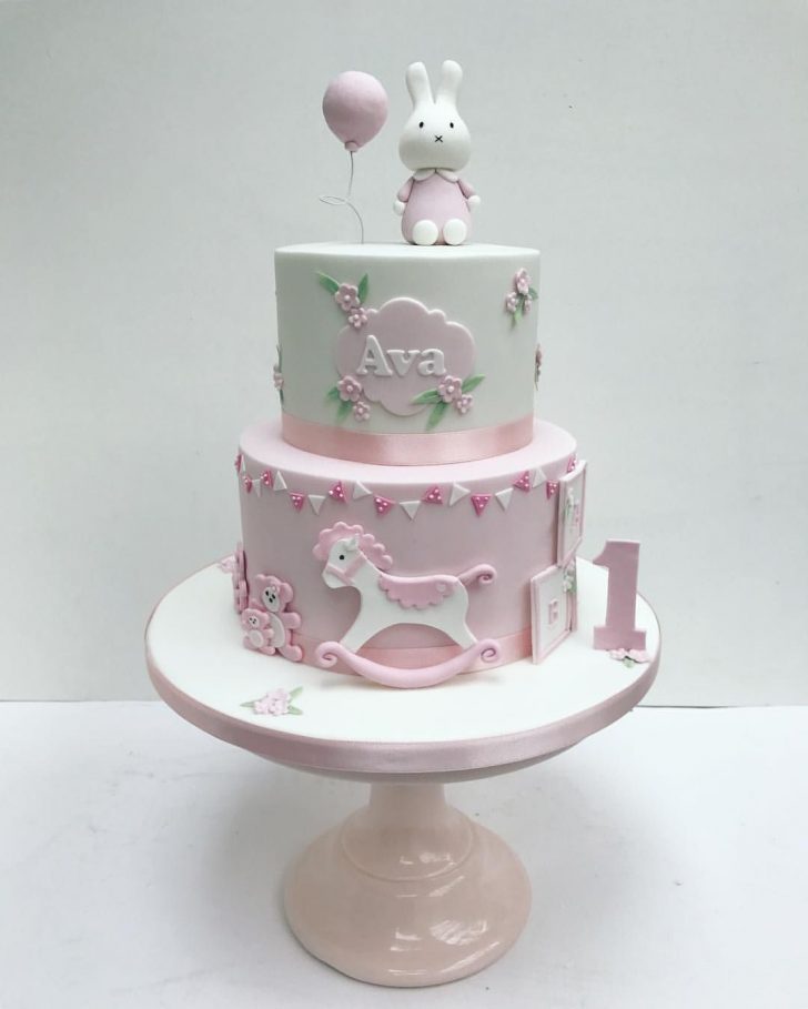 Baby Birthday Cake Miffy Pink Bunny Cake For Little Girls First Birthday Sweet Baby Birthday Cake Miffy Pink Bunny Cake For Little Girls First Birthday Sweet