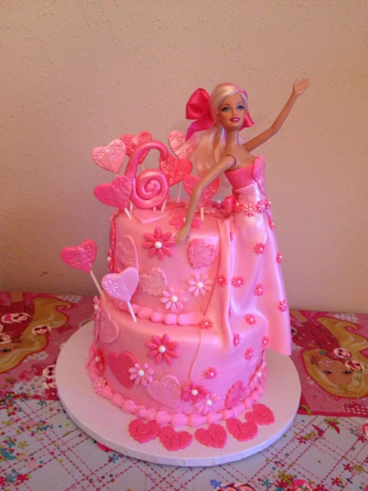 Barbie Birthday Cakes Pink Barbie Cake With Pink Hearts And Flowers Barbie Birthday Cakes Pink Barbie Cake With Pink Hearts And Flowers