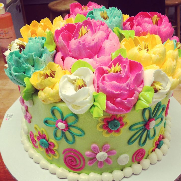 Birthday Flower Cake Adorable Flower Themed Buttercream Birthday Cake From The White Birthday Flower Cake Adorable Flower Themed Buttercream Birthday Cake From The White