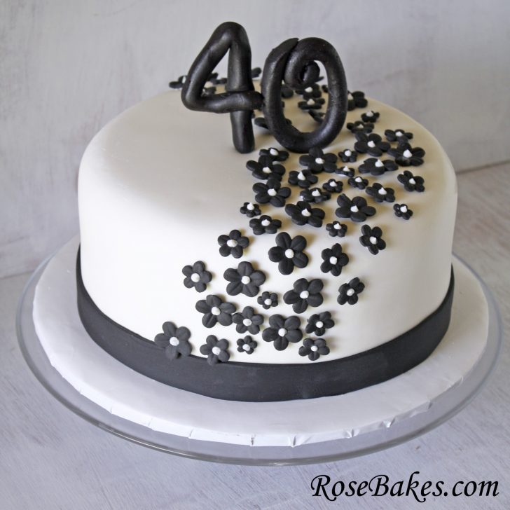 Black And White Birthday Cake Black White 40th Birthday Cake Flowers Rose Bakes Black And White Birthday Cake Black White 40th Birthday Cake Flowers Rose Bakes