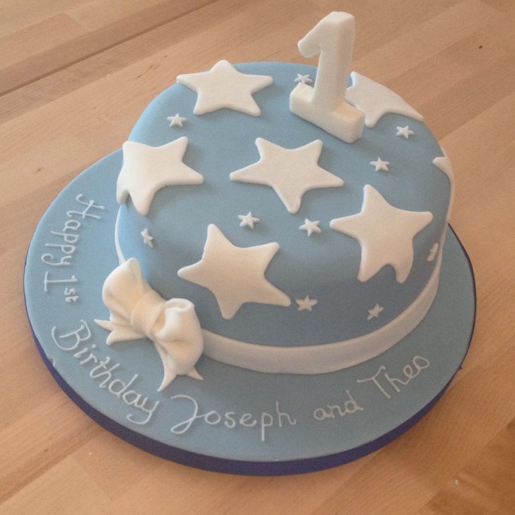 Blue And White Birthday Cake 1st Birthday Cake For A Boy Ba Blue With White Stars White Icing Blue And White Birthday Cake 1st Birthday Cake For A Boy Ba Blue With White Stars White Icing