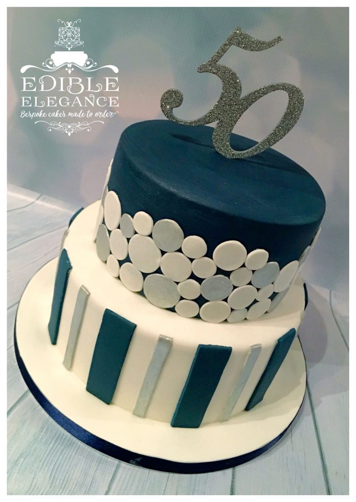 Blue And White Birthday Cake 50th Birthday Cake Contemporary Design In Masculine Blue White And Blue And White Birthday Cake 50th Birthday Cake Contemporary Design In Masculine Blue White And