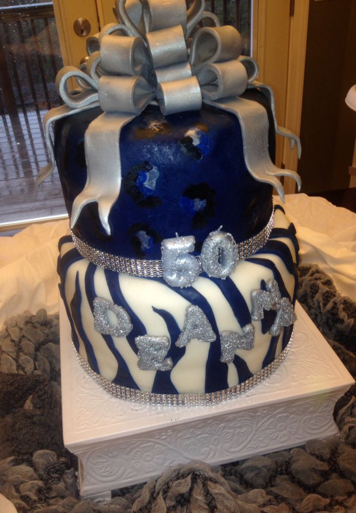 Blue And White Birthday Cake 50th Birthday Royal Blue White And Silver Zebra Cake Cake In Blue And White Birthday Cake 50th Birthday Royal Blue White And Silver Zebra Cake Cake In