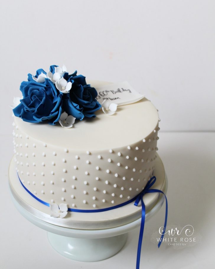Blue And White Birthday Cake Blue And White 60th Birthday Cake White Rose Cake Desig Flickr Blue And White Birthday Cake Blue And White 60th Birthday Cake White Rose Cake Desig Flickr