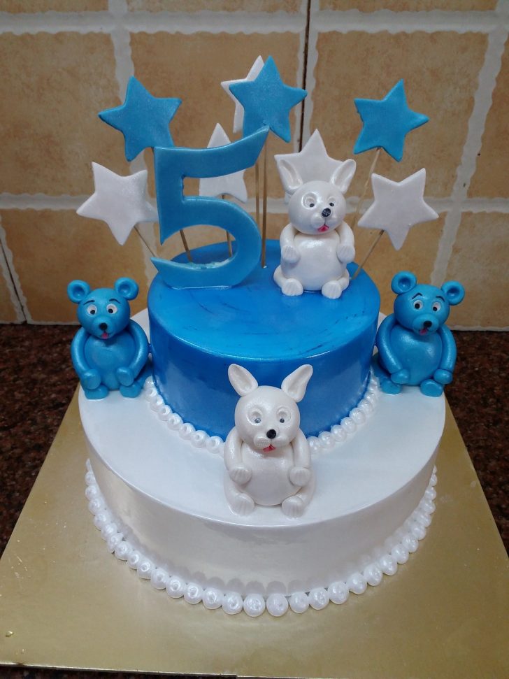 Blue And White Birthday Cake Two Tier Blue White 5th Birthday Cake Mahalaxmibakers Blue And White Birthday Cake Two Tier Blue White 5th Birthday Cake Mahalaxmibakers
