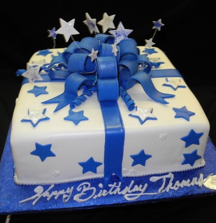 Blue Birthday Cake Blue And White Stars Fondant Birthday Cake Cakecentral Blue Birthday Cake Blue And White Stars Fondant Birthday Cake Cakecentral