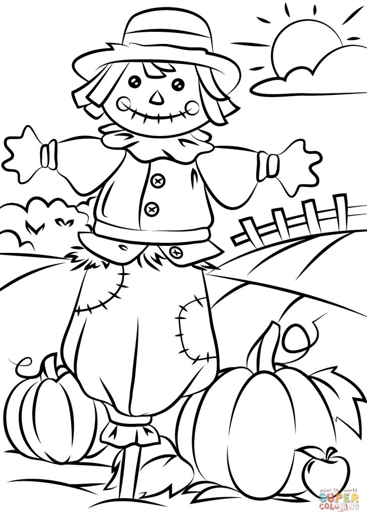 Fall Coloring Page Autumn Scene With Scarecrow Coloring Page Free Printable Coloring Fall Coloring Page Autumn Scene With Scarecrow Coloring Page Free Printable Coloring
