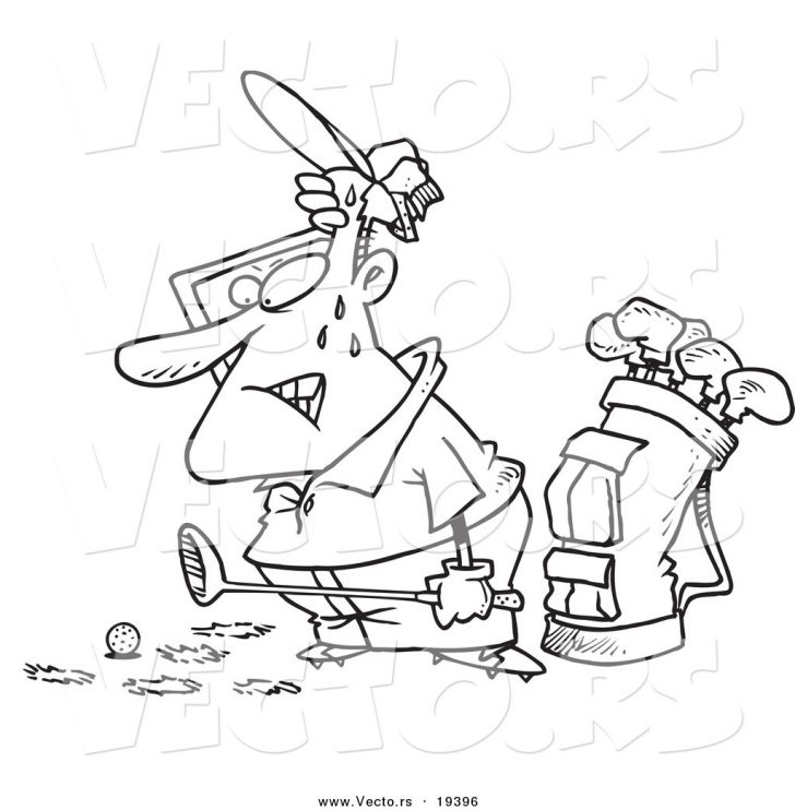 Grass Coloring Page Vector Of A Cartoon Sweaty Golfer With Holes In The Grass Outlined Grass Coloring Page Vector Of A Cartoon Sweaty Golfer With Holes In The Grass Outlined