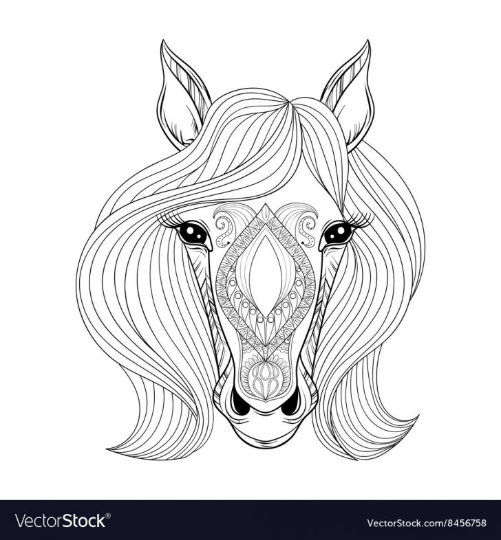 Horse Coloring Page Horse Coloring Page With Zentangled Horse Vector Image Horse Coloring Page Horse Coloring Page With Zentangled Horse Vector Image