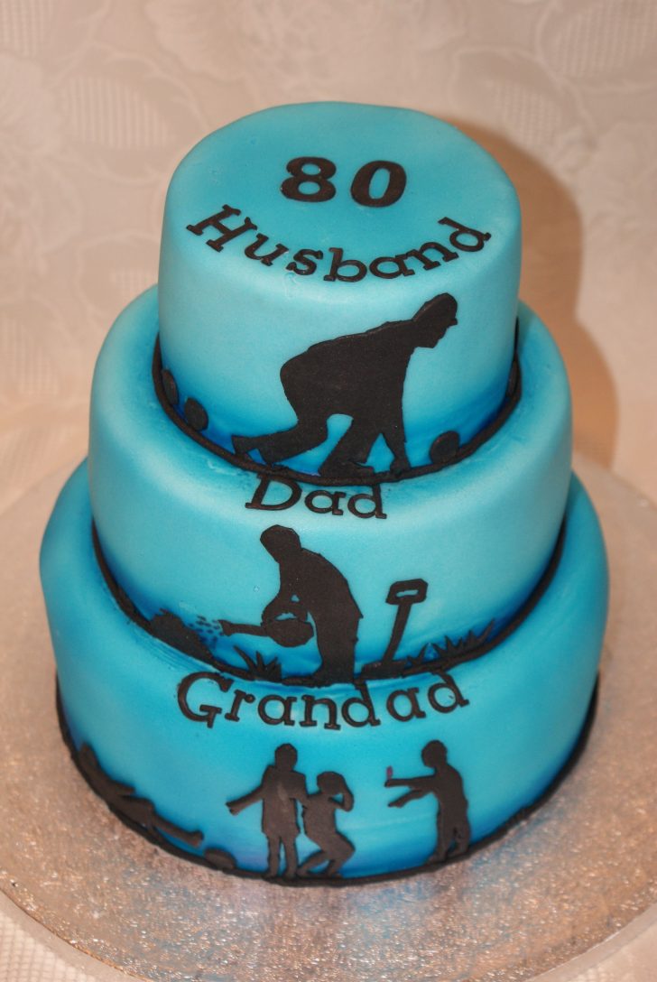 Husband Birthday Cake 80th Birthday Cakehusband Dad Grandad Tiered Cake With Lawn Bowls Husband Birthday Cake 80th Birthday Cakehusband Dad Grandad Tiered Cake With Lawn Bowls
