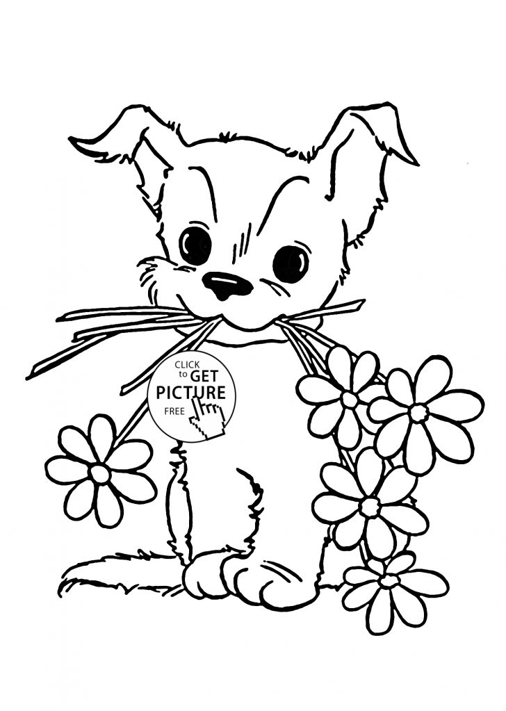 Puppy Coloring Pages Cute Puppy With Flower Coloring Page For Kids Animal Coloring Pages Puppy Coloring Pages Cute Puppy With Flower Coloring Page For Kids Animal Coloring Pages