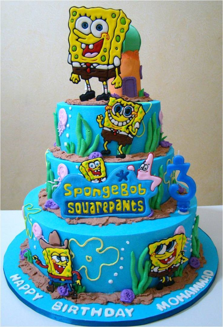 Spongebob Birthday Cakes Cool Blue 2 Tiers Birthday Cake Decorating