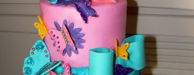 9Th Birthday Cake Julies 9th Birthday Cake With Fondant Butterflies Flowers And