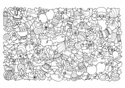 Adult Christmas Coloring Pages Christmas Doodle With Santa Claus Christmas Adult Coloring Pages