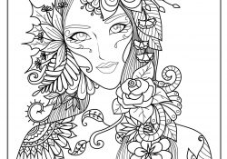Adult Color Pages Woman Flowers Anti Stress Adult Coloring Pages