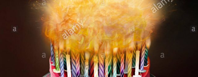 Birthday Cake With Lots Of Candles Lots Of Candles Burning On Birthday Cake Stock Photo 78226837 Alamy
