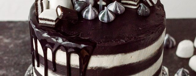 Black And White Birthday Cake Monochrome Cake Domestic Gothess