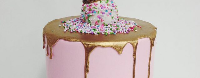 Cute Birthday Cakes Love This Gold Drip Cake With A Cute Sprinkled Ice Cream Cone On Top