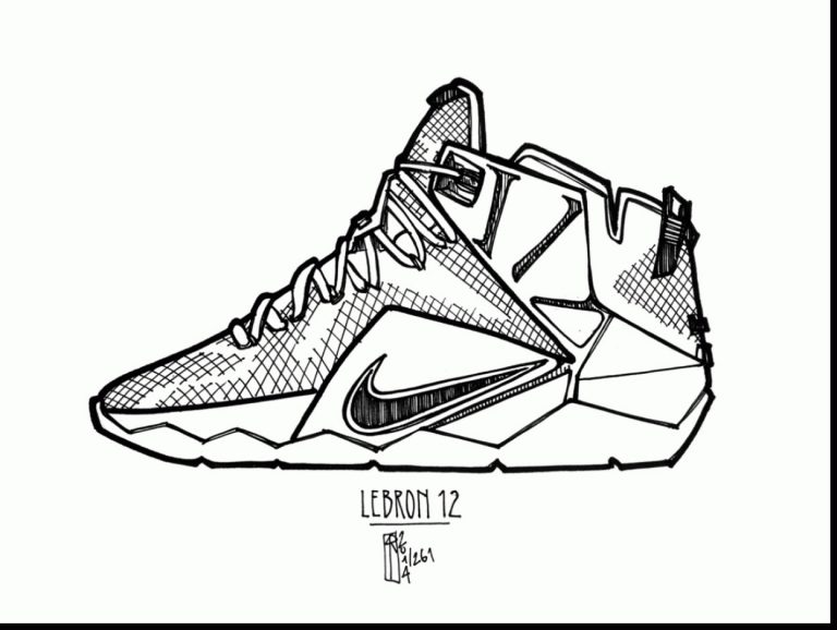 Lebron James Coloring Pages Lebron James Shoes Drawing 13 To Kevin ...